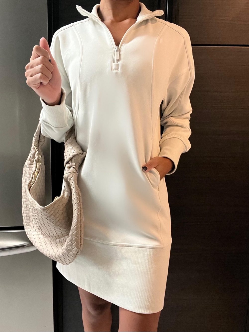 Lululemon softstreme Women’s White Quarter-Zip Sweatshirt Dress - Picture 3 of 3